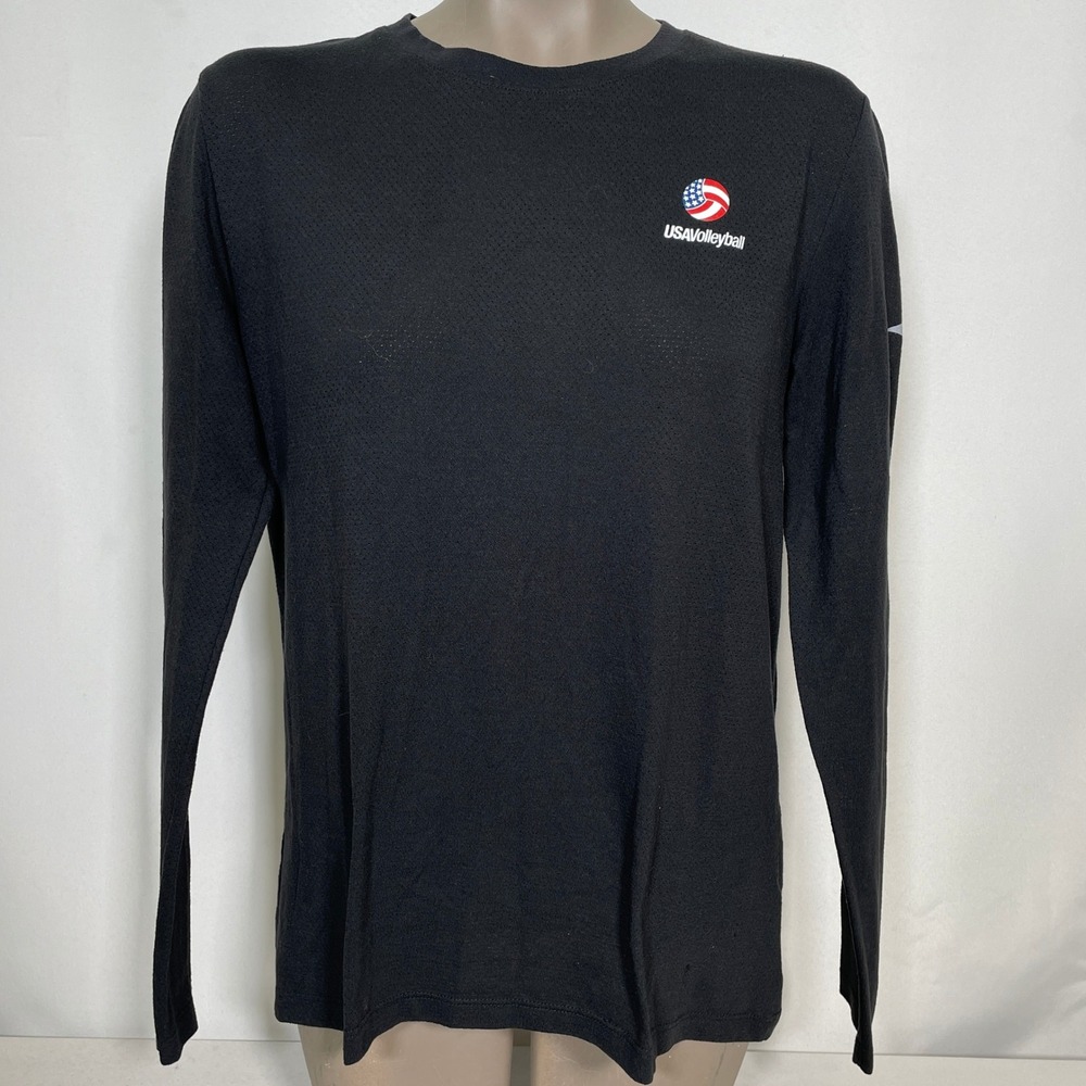 USA Volleyball Mizuno Team Issue Performance Black Longsleeve Shirt Womens LARGE